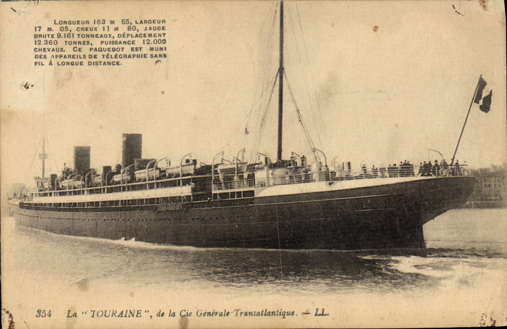 CPA Bateau Paquebot La Touraine de la Cie Generale Transatlantique 
