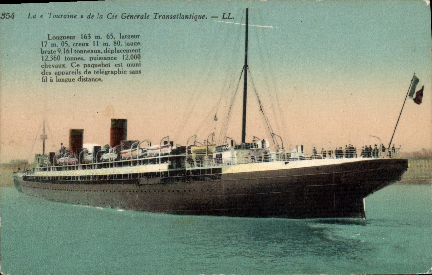 CPA Bateau Paquebot La Touraine de la Cie Generale Transatlantique