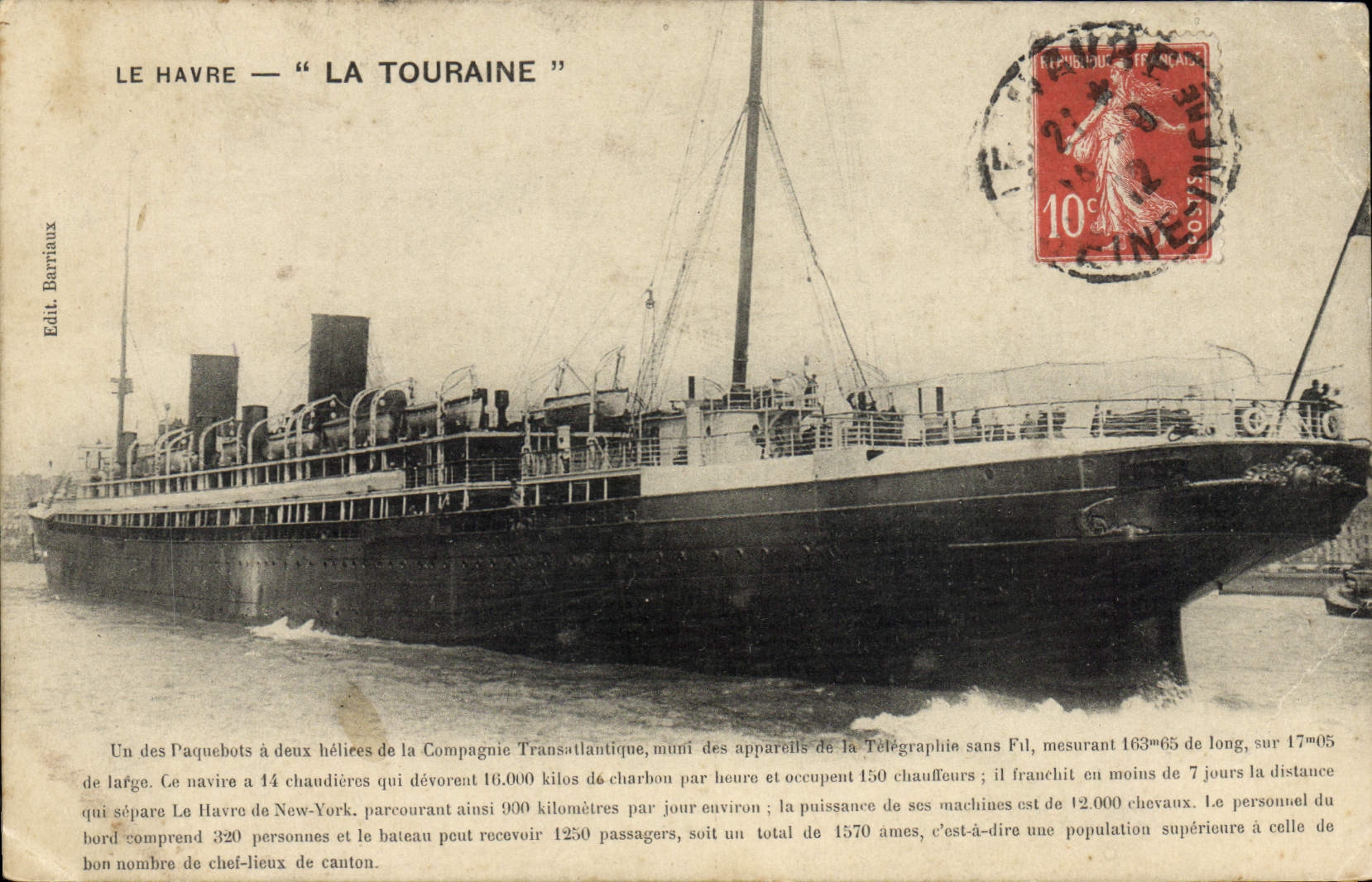 CPA Bateau Paquebot La Touraine