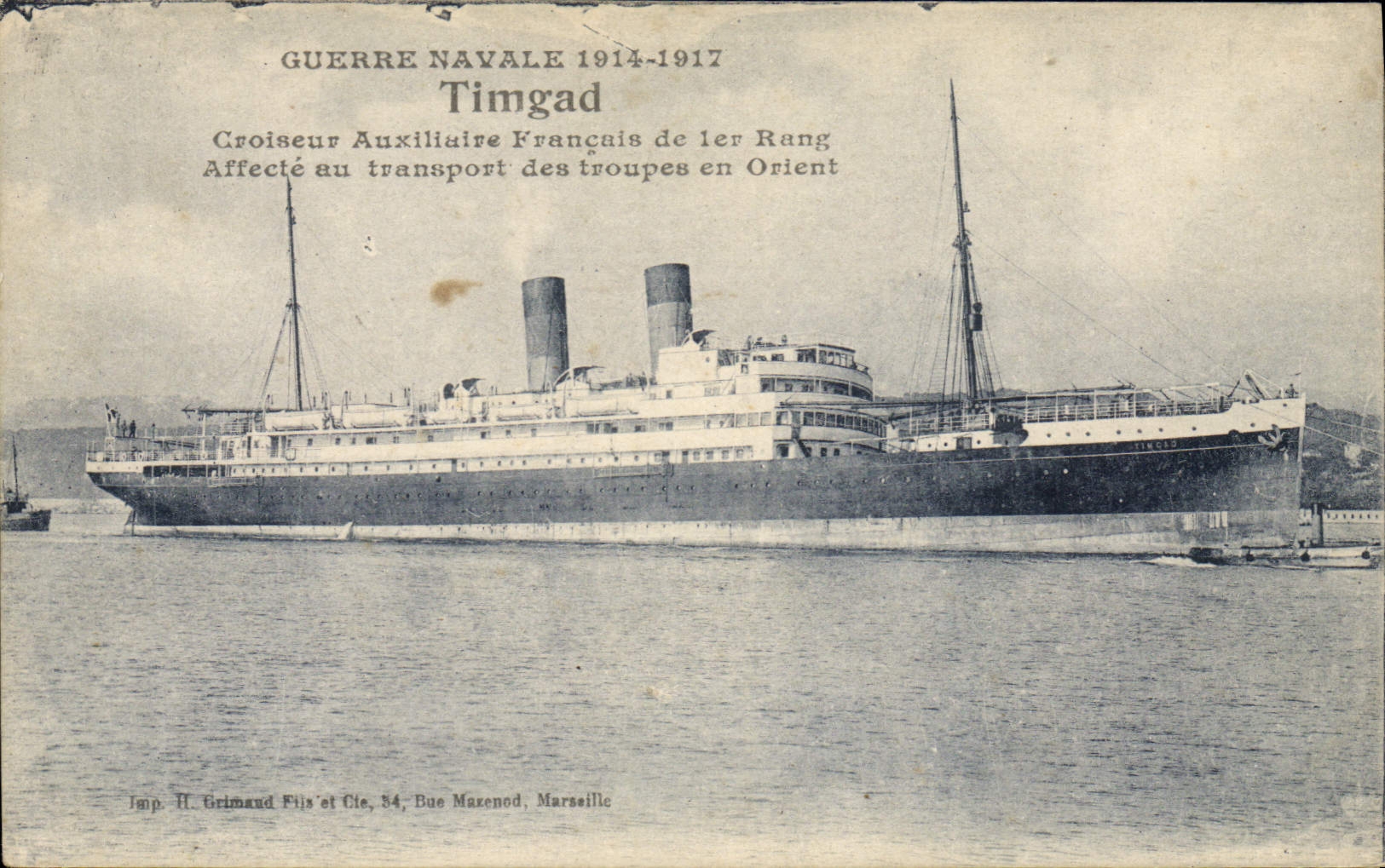 VINTAGE POSTCARD Boat auxiliary Timgad Cruiser of 1st rank Transport of the Troops in the East