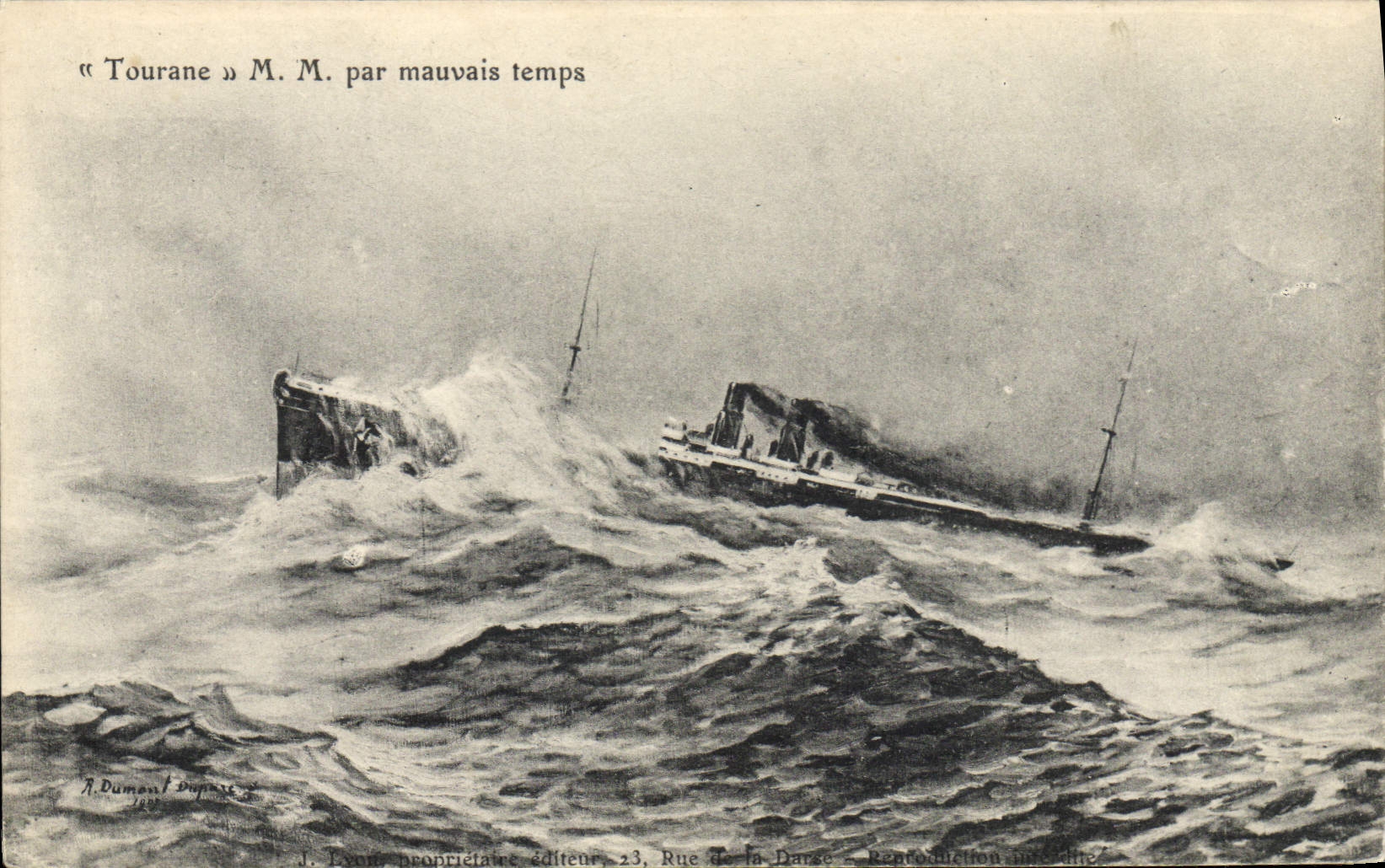 CPA Bateau Paquebot Tourane MM par mauvais temps