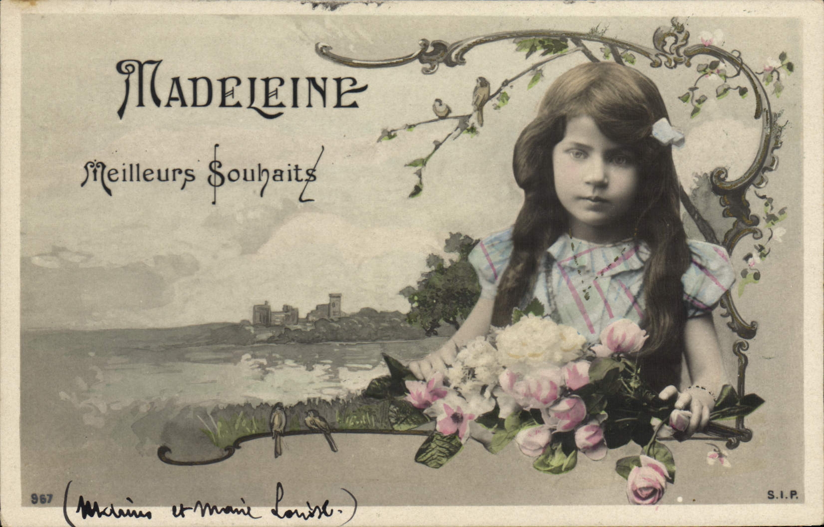 VINTAGE POSTCARD First name Madeleine Child