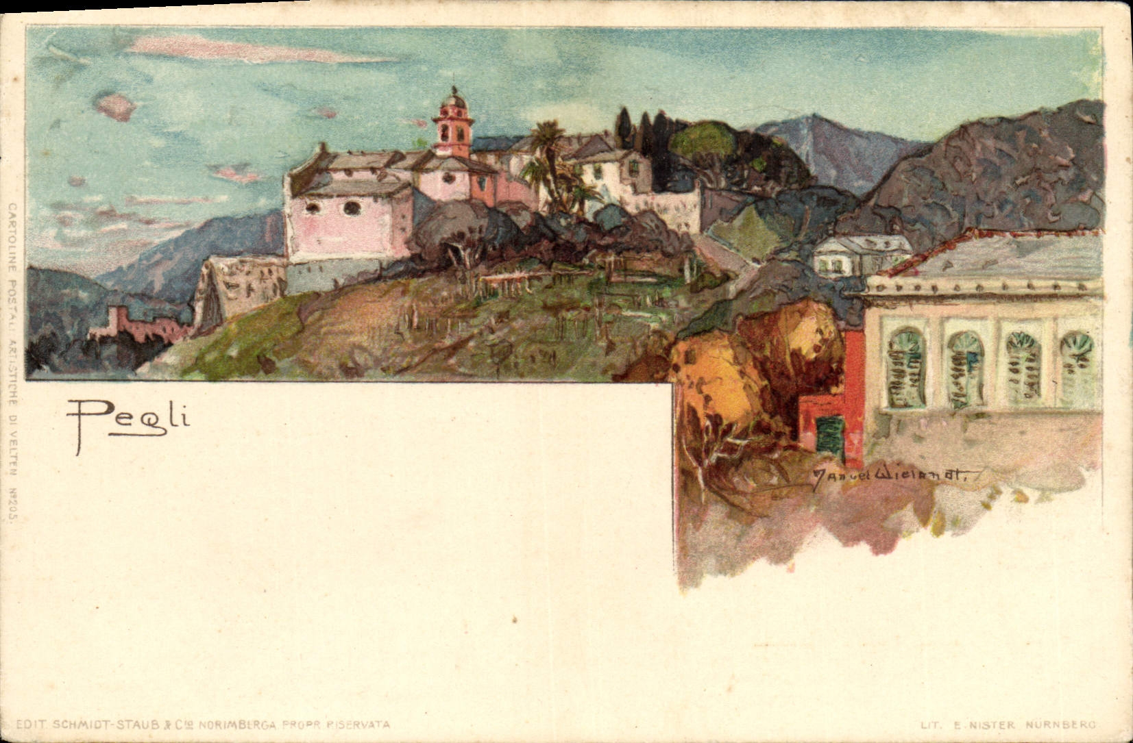 VINTAGE POSTCARD Italy Pegli Illustrator