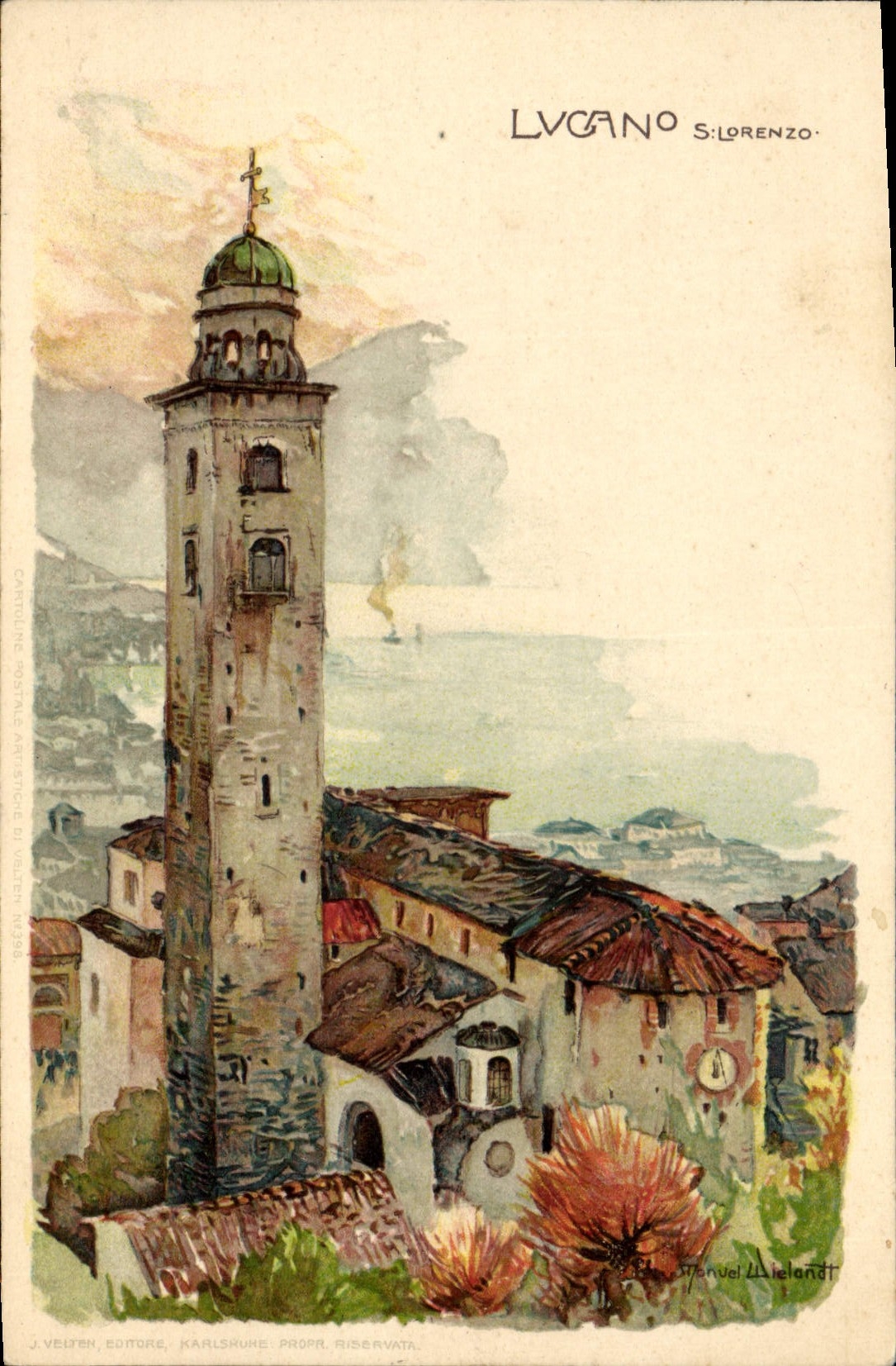 CPA Italie Illustrateur Lugano S Lorenzo