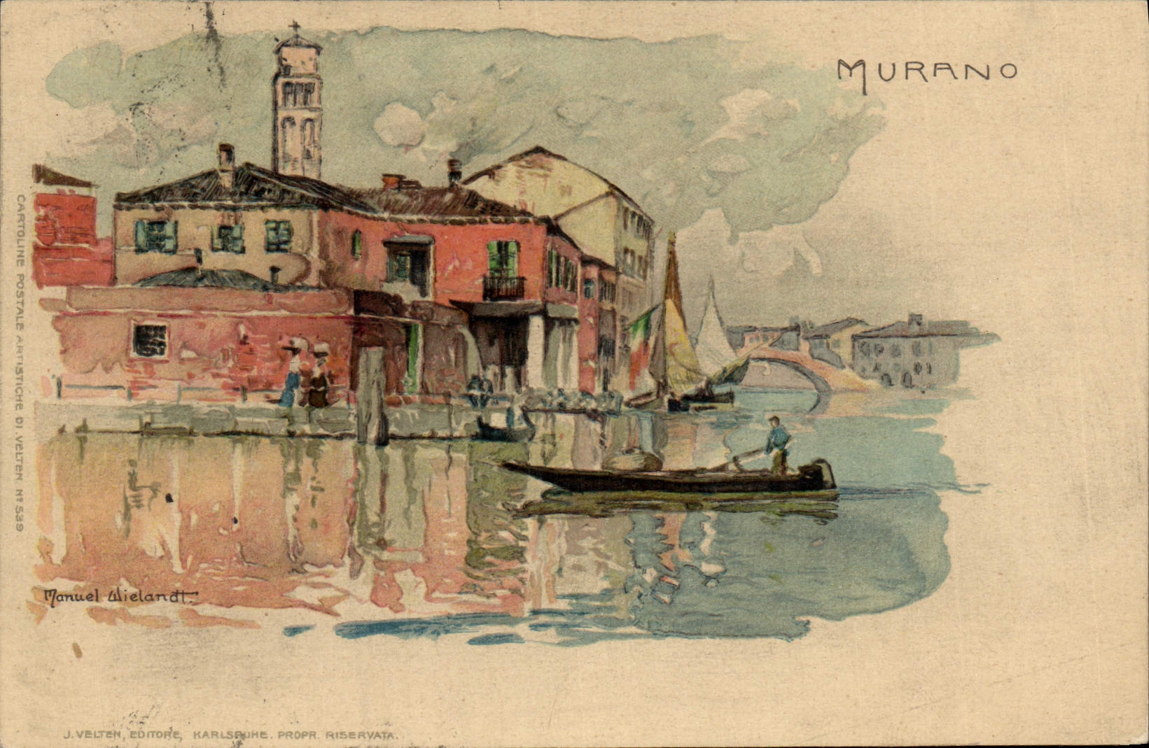 VINTAGE POSTCARD Italy Murano Illustrator