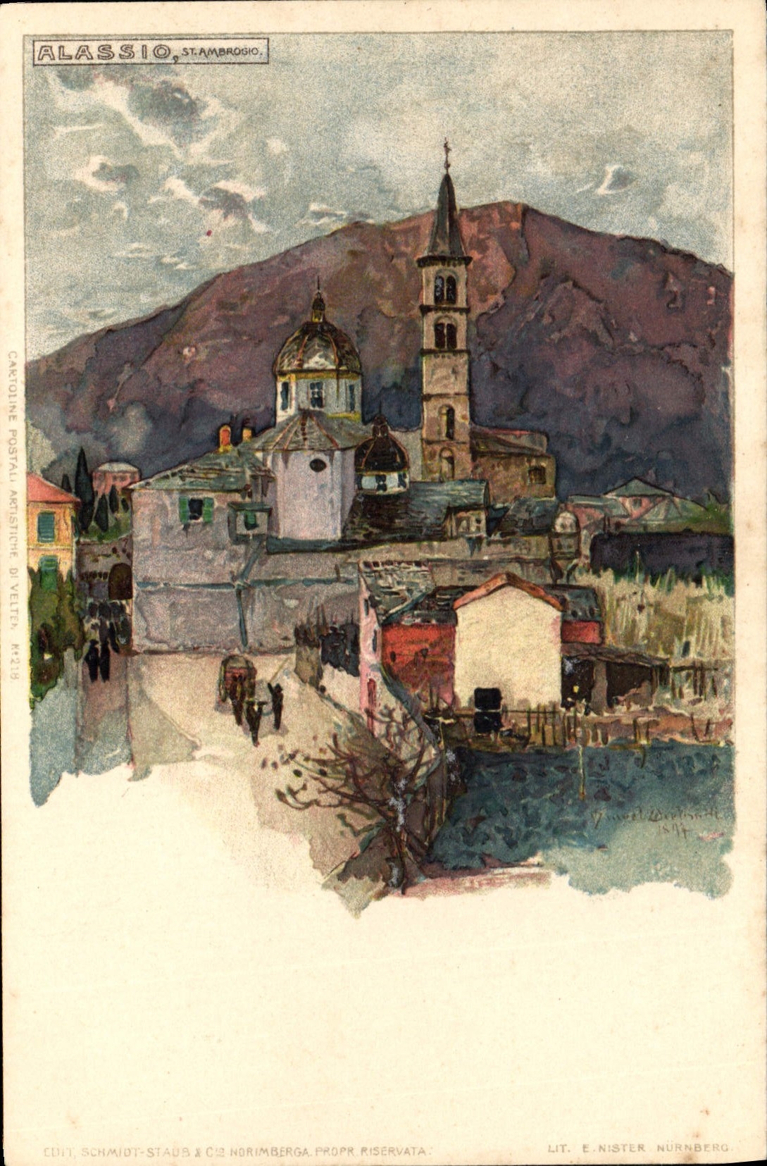 VINTAGE POSTCARD Italy Alassio Illustrator