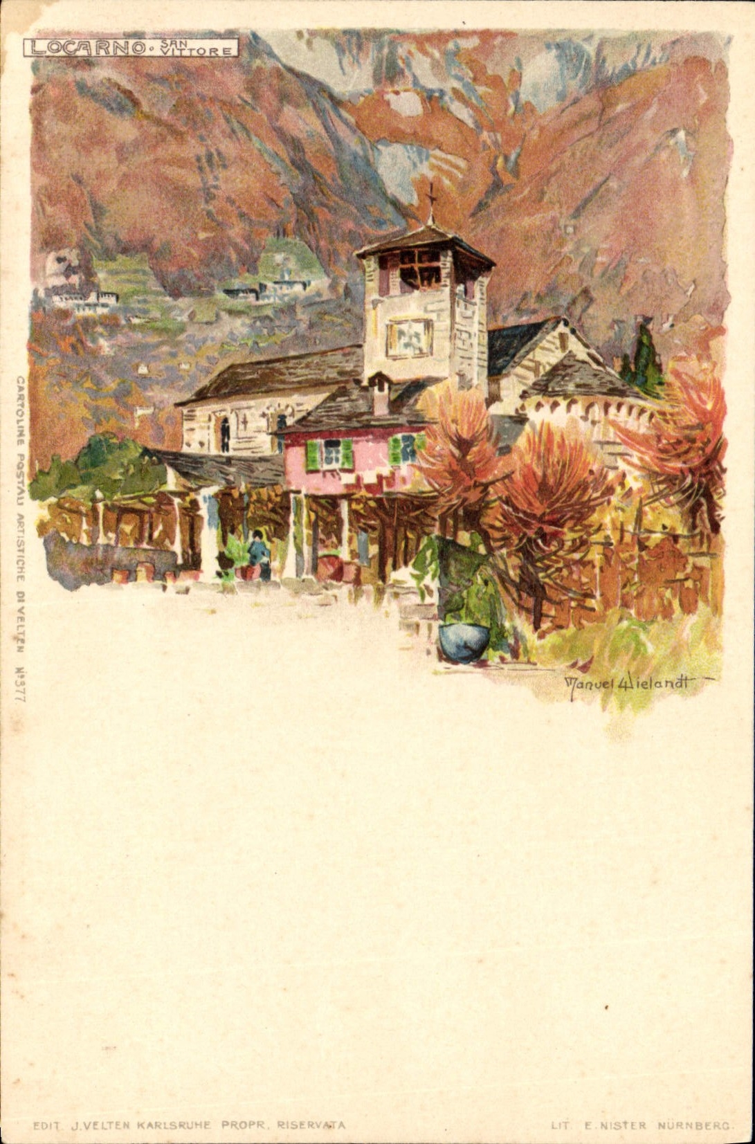 Ilustrador Locarno San Vittore de Italia de la POSTAL de la VENDIMIA