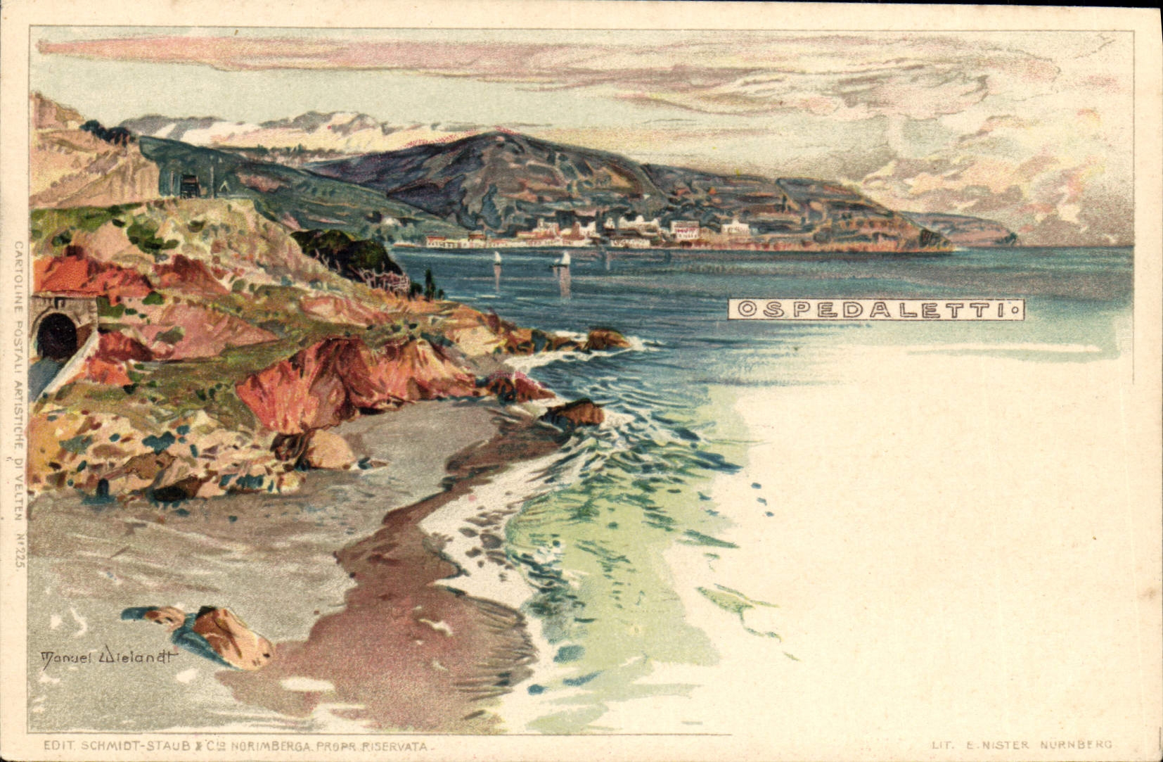 VINTAGE POSTCARD Italy Ospedaletti Illustrator