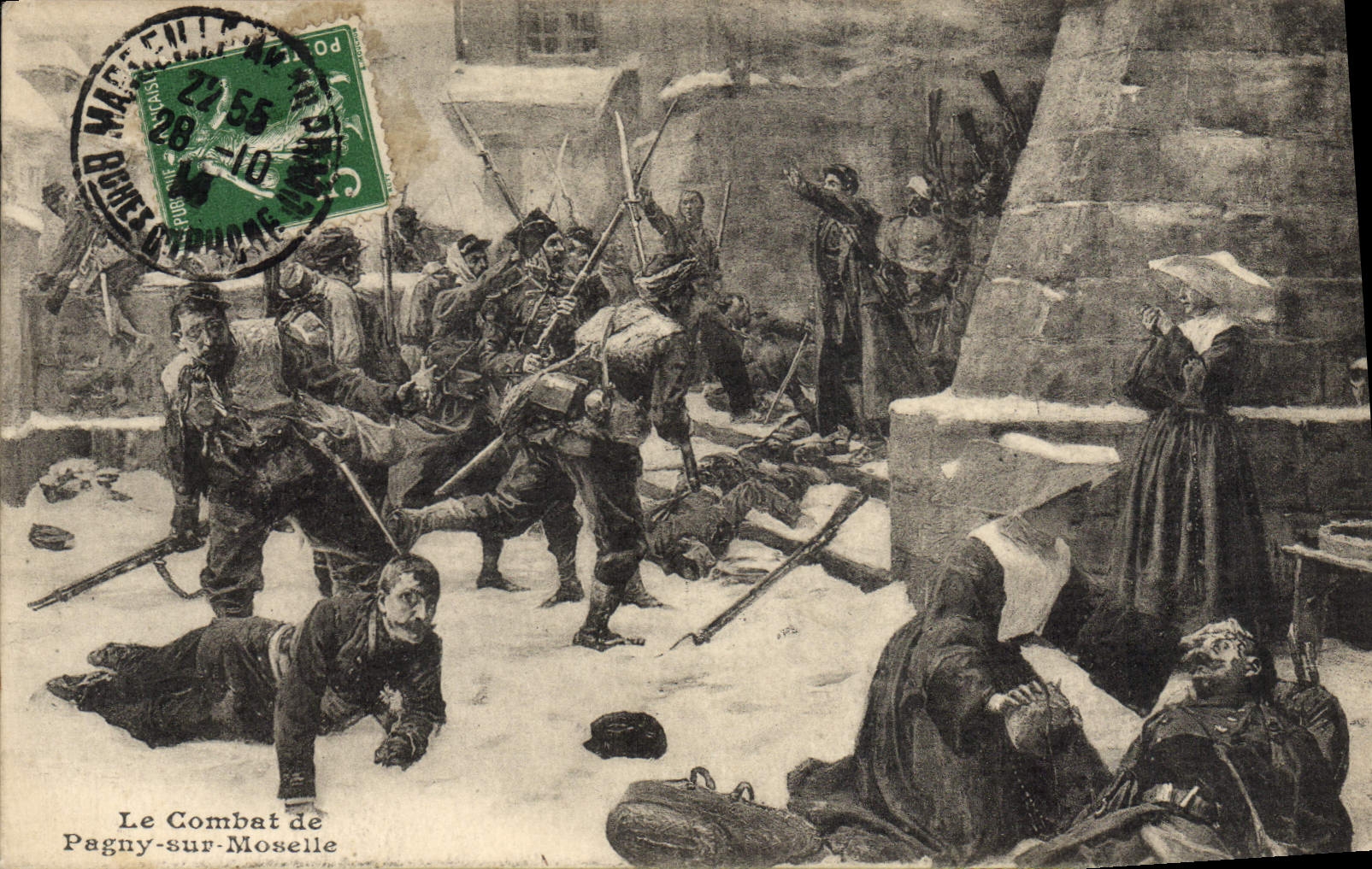 VINTAGE POSTCARD Militaria the combat D ePagny on the Moselle