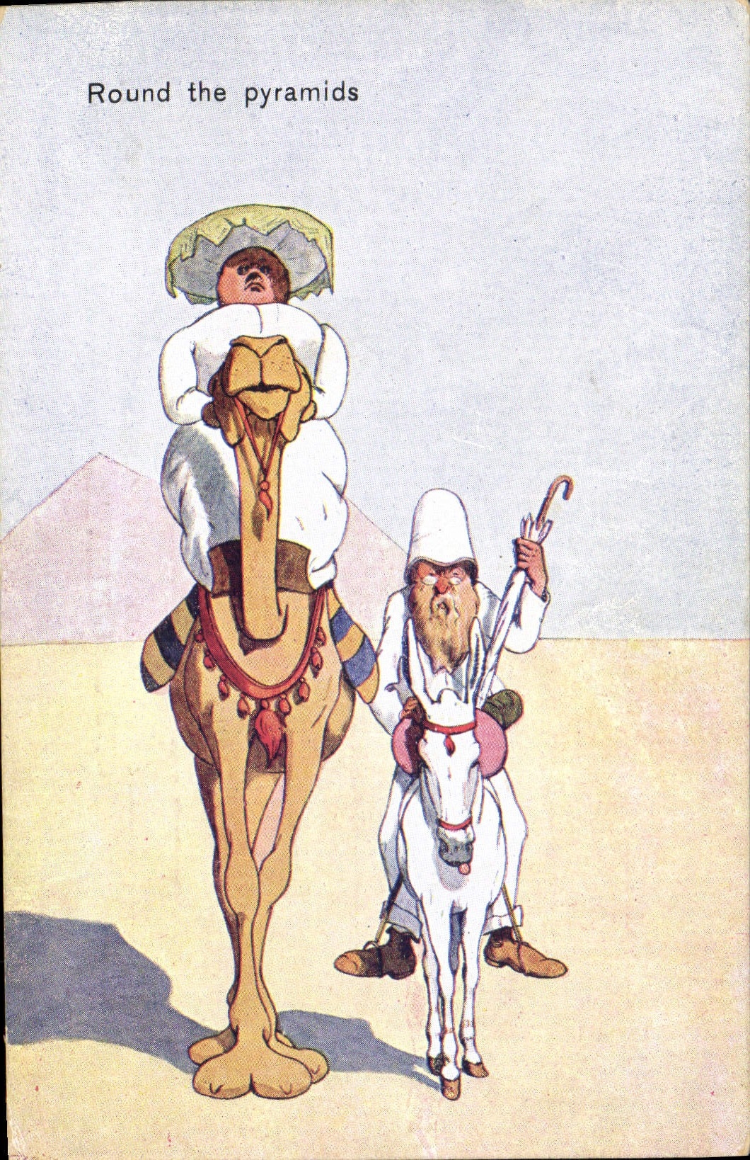 CPA Fantaisie Illustrateur Round the pyramids Pyramide Egypt Egypte