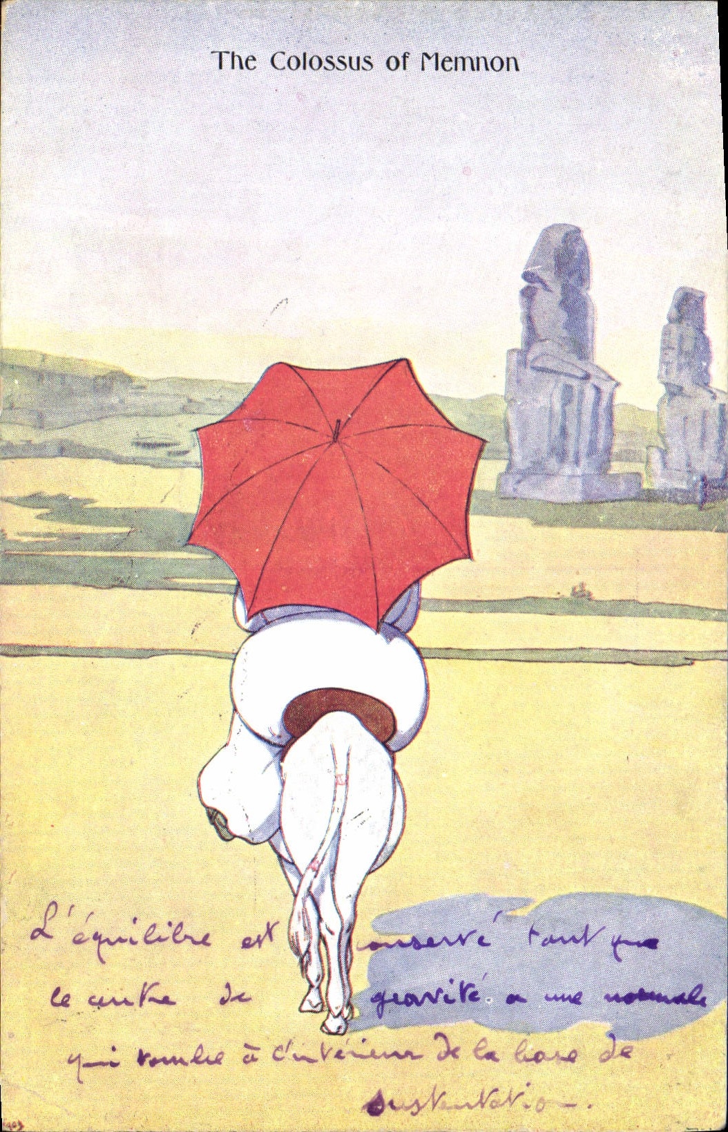 CPA Fantaisie Illustrateur The colossus of Memnon Ane Mule Egypt Egypte