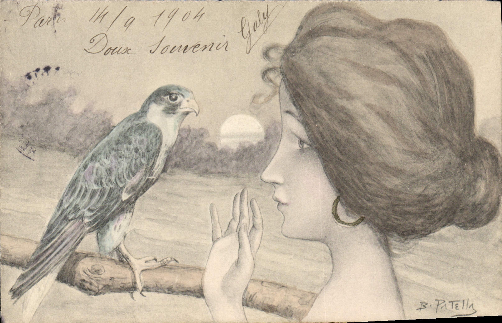 CPA Fantaisie Illustrateur Femme Rapace Patella