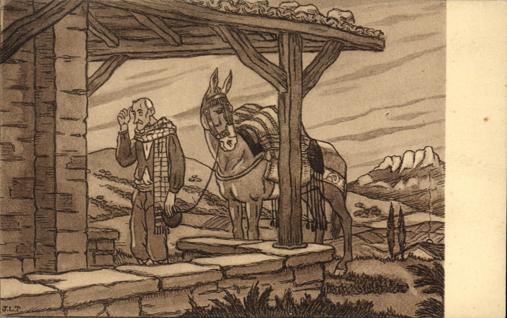 CPA Folklore pays basque La priere devant la chapelle Jacques Le Tanneur 