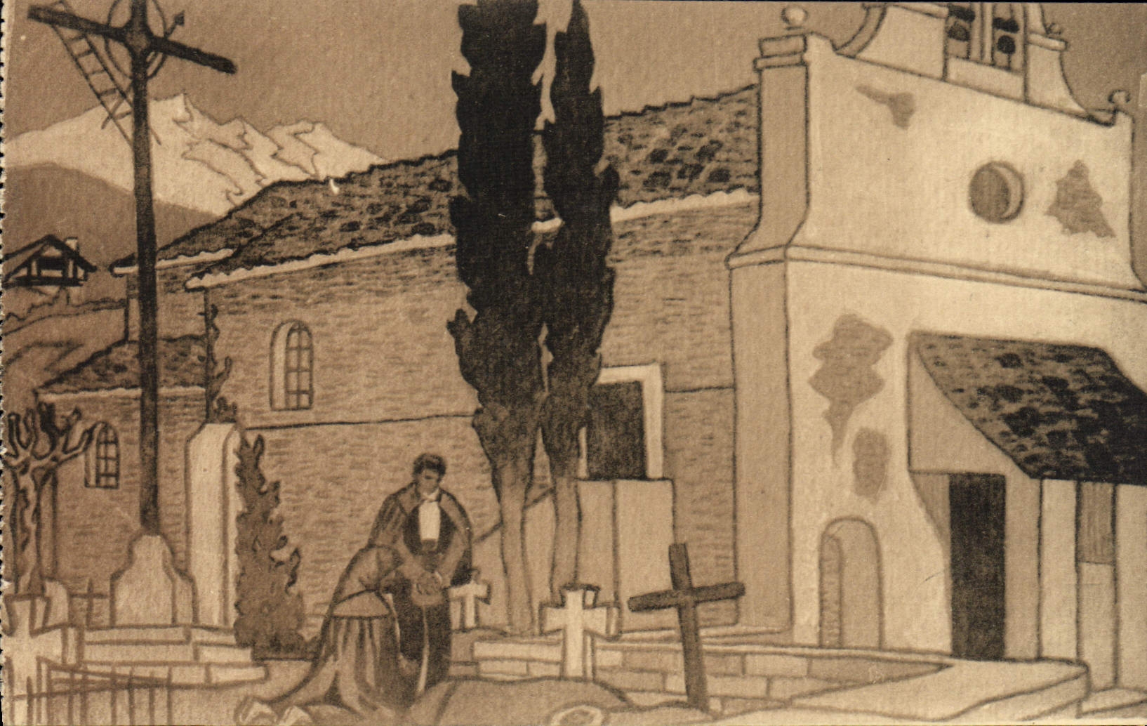 CPA Folklore Pays basque Au cimetiere Jacques Le Tanneur