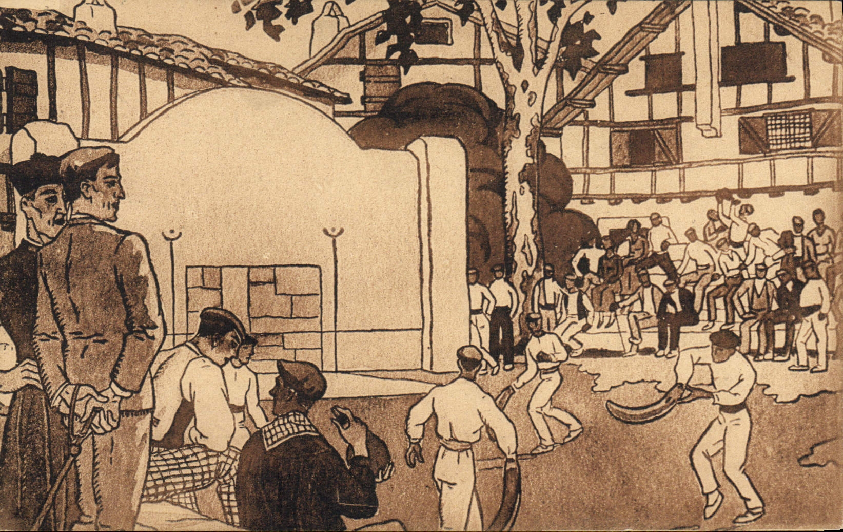 CPA Folklore Pays basque Partie de pelote a Chistera