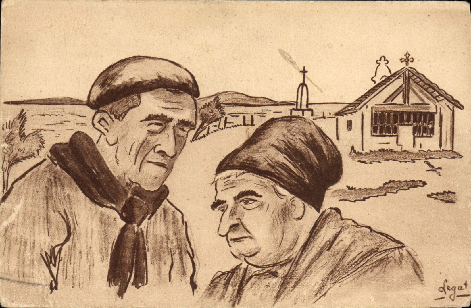 CPA Folklore Pays basque Rappel de souvenirs Legat