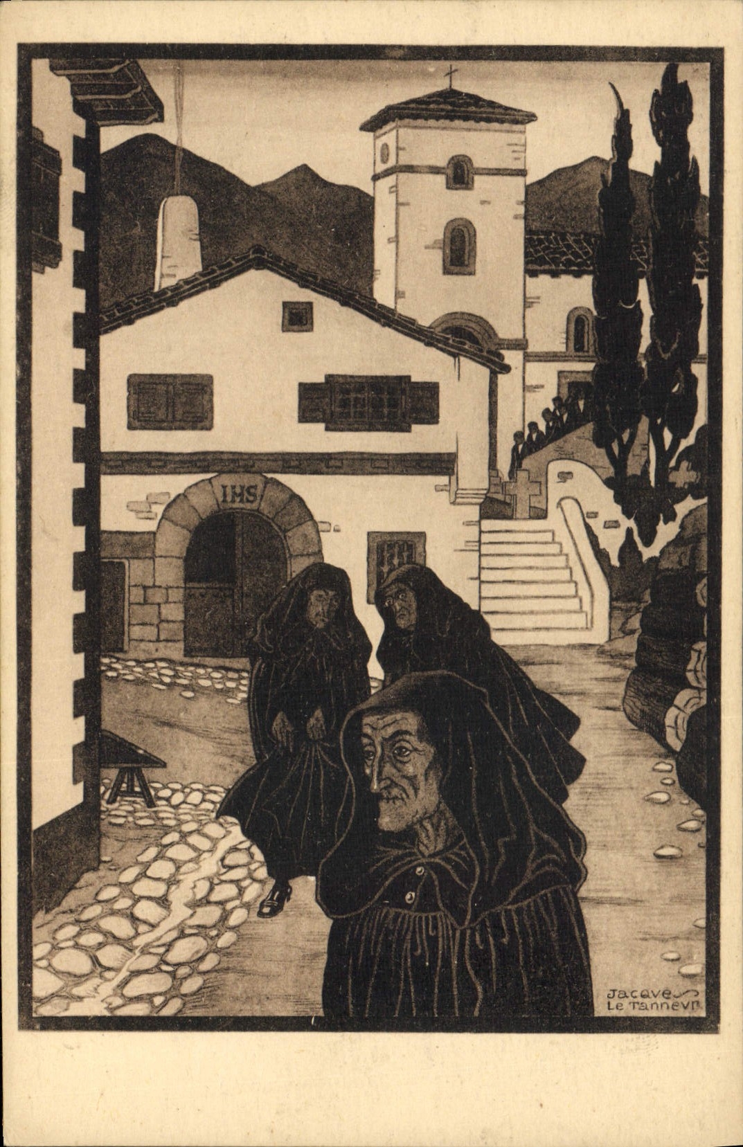 CPA Folklore Au pays basque Jour de deuil