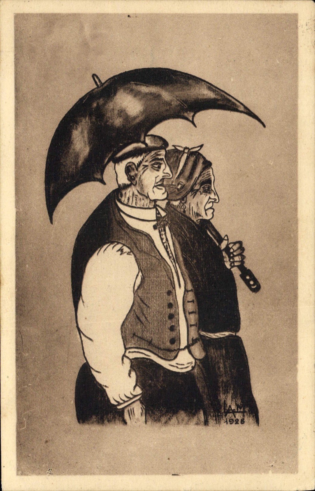 CPA Folklore Types basques Groupe de vieux basques 