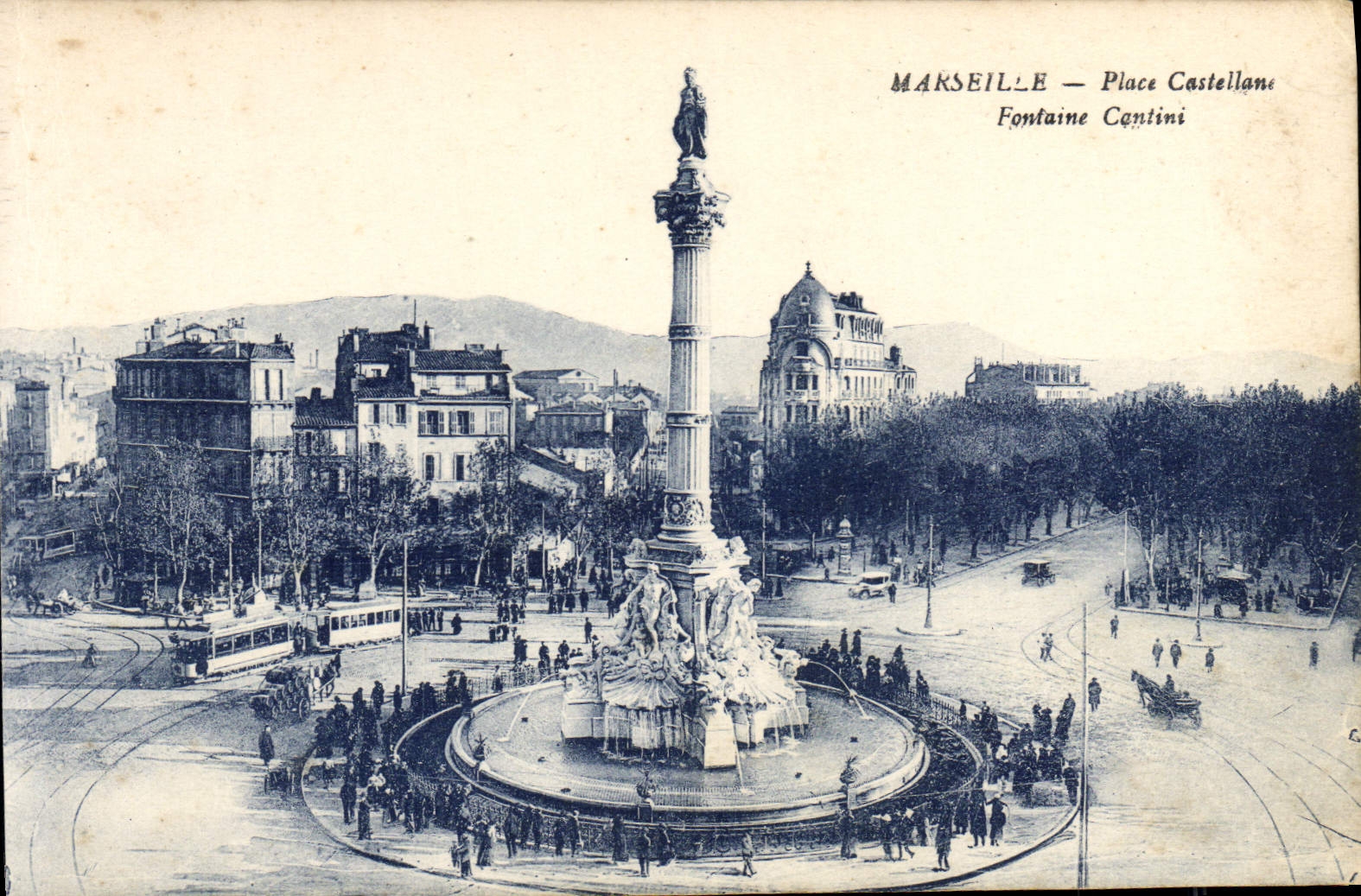 CPA Marseille Place Castellane Fontaine Cantini Tramway