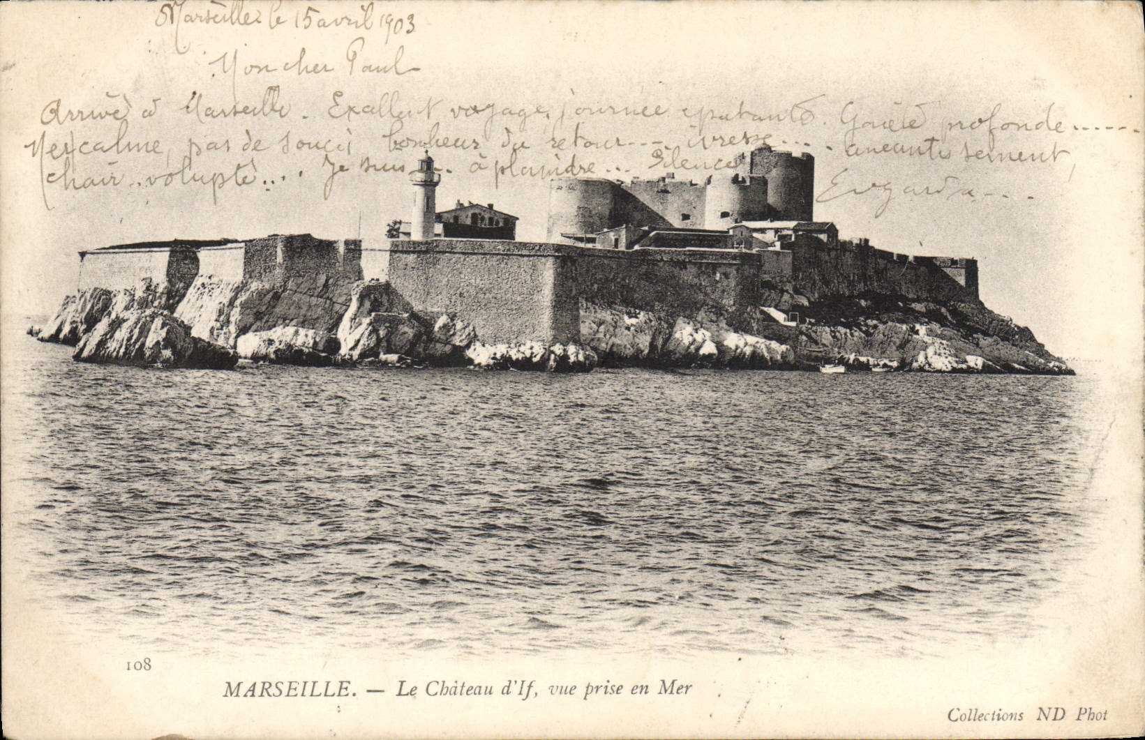 CPA Marseille Le chateau d'If vue prise en mer