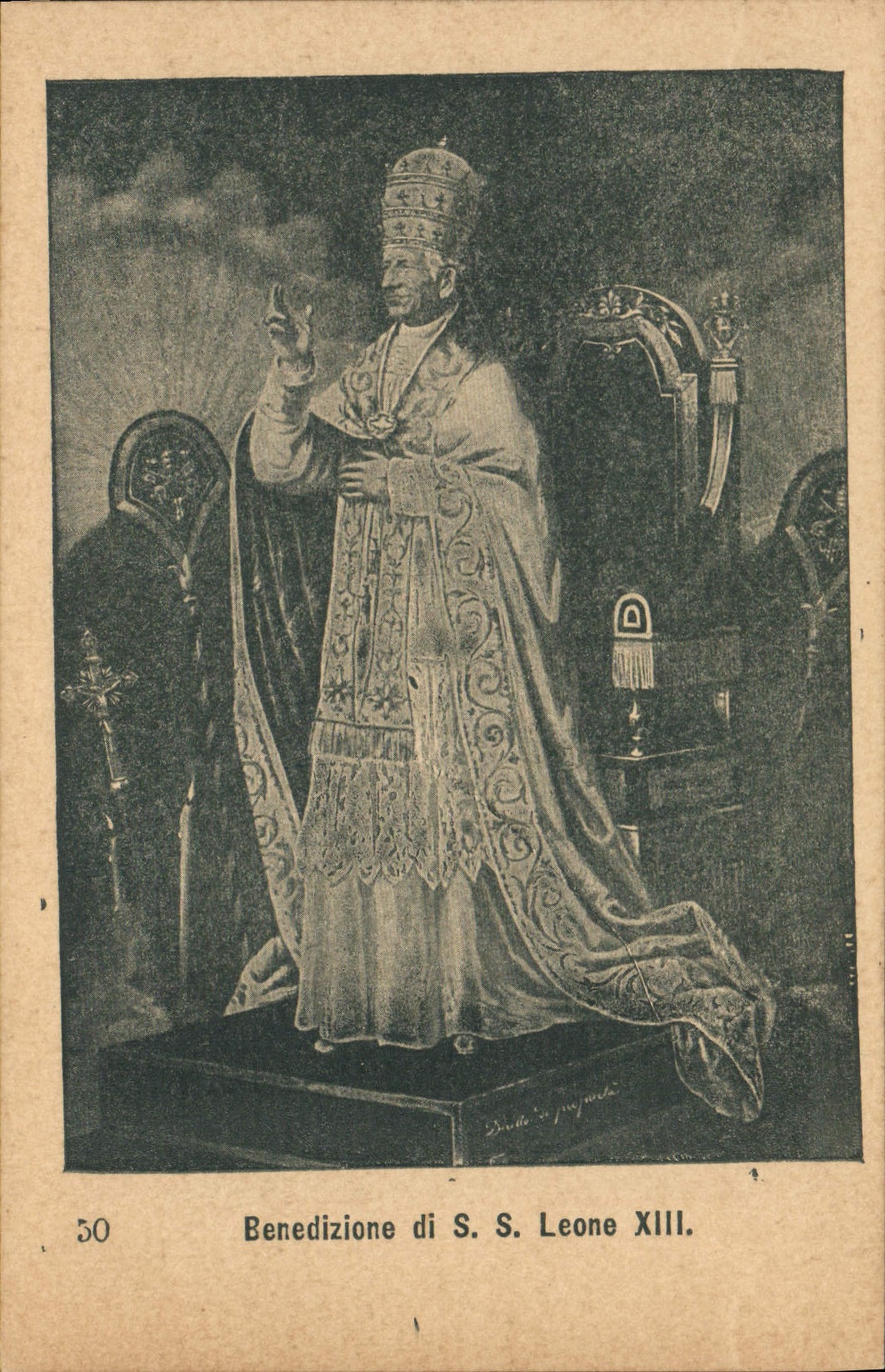 Leone XIII de papa Benedizione di S de la POSTAL de la VENDIMIA