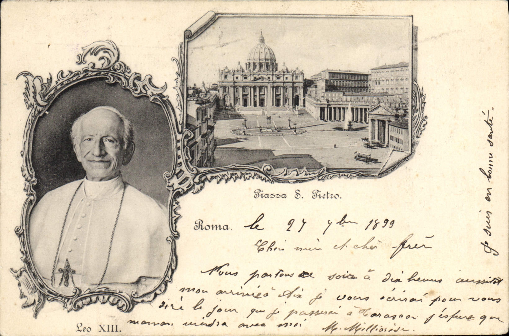 VINTAGE POSTCARD Pope Roma Leo XIII Piazza S Pietro