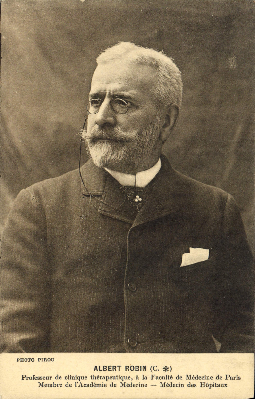 VINTAGE POSTCARD Albert Robin therapeutic Professor of private clinic at the Medical college of Paris Member of the academy of Medicine