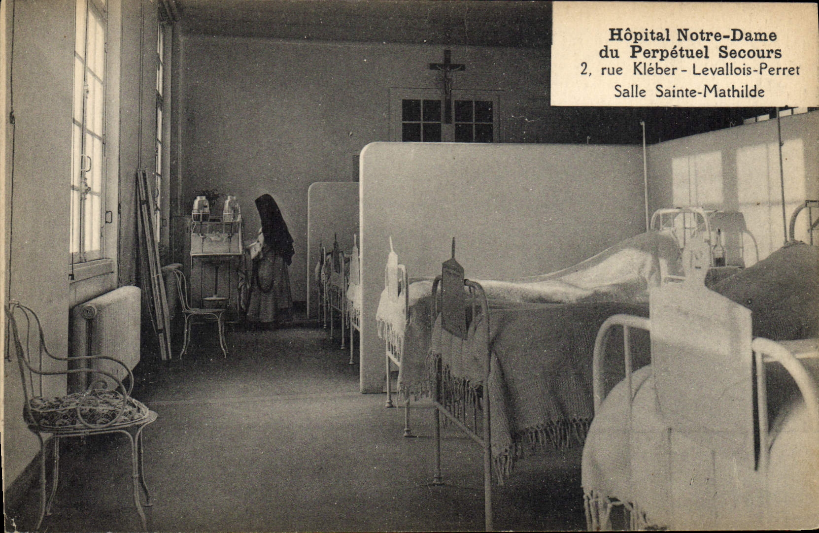 VINTAGE POSTCARD Notre Dame Hospital of the Perpetual Help Street Kleber Levallois Perret Room Sainte Mathilde