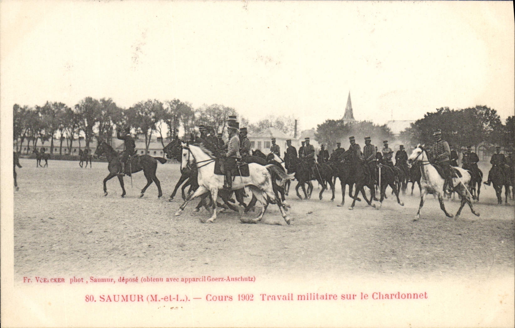 CPA Hippisme Cheval Saumur Cours 1902 Travail militaire sur le Chardonnet