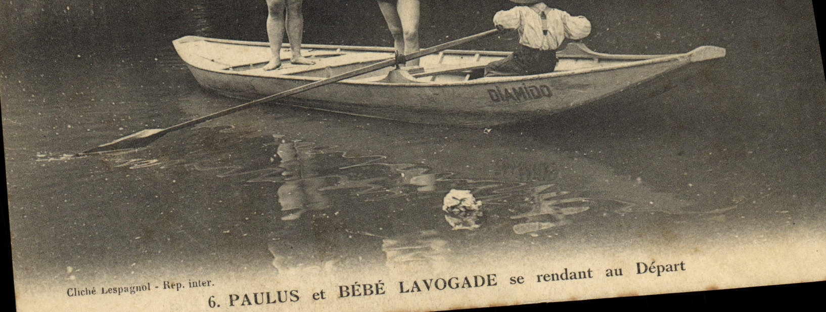 VINTAGE POSTCARD Swimming Paulus and Bebe Lavogade going to beginning TOP