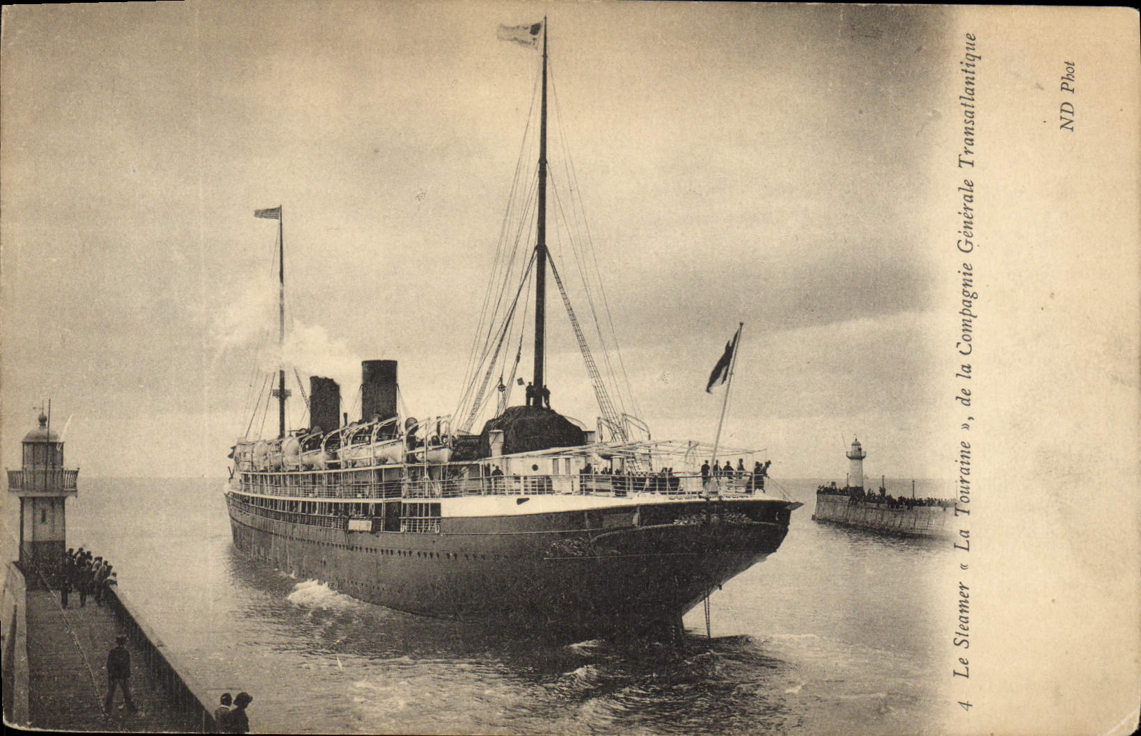 VINTAGE POSTCARD Boat Steamer the stearmer Touraine of the Transatlantic General Company