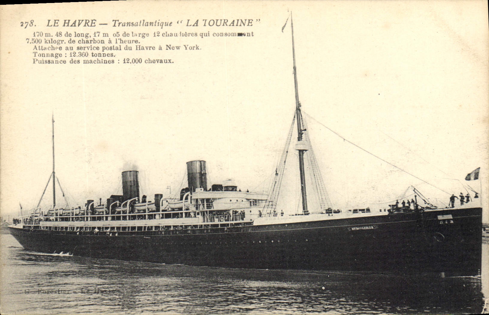 CPA Bateau Paquebot Le Havre Transatlantique La Touraine