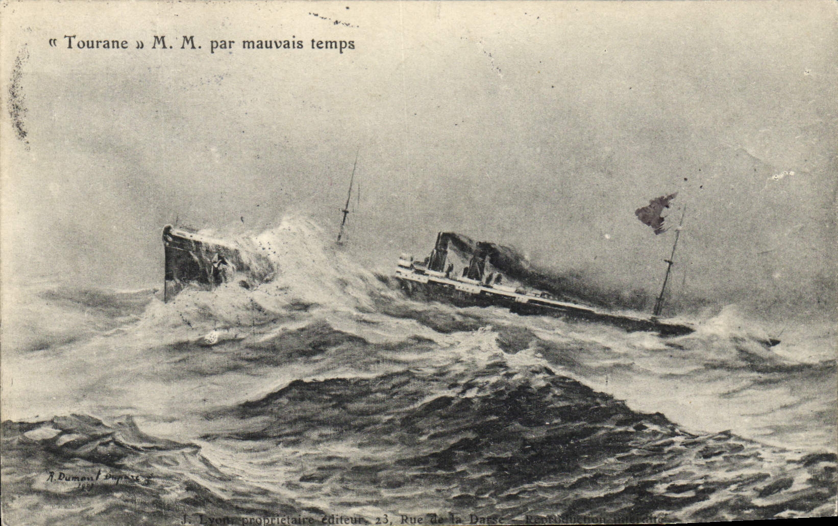 CPA Bateau Paquebot Touraine MM par mauvais temps