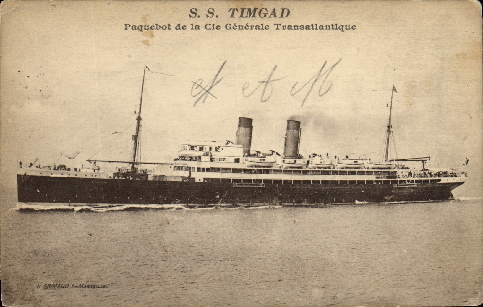CPA Bateau Paquebot SS Timgad Paquebot de la Cie Generale Transatlantique