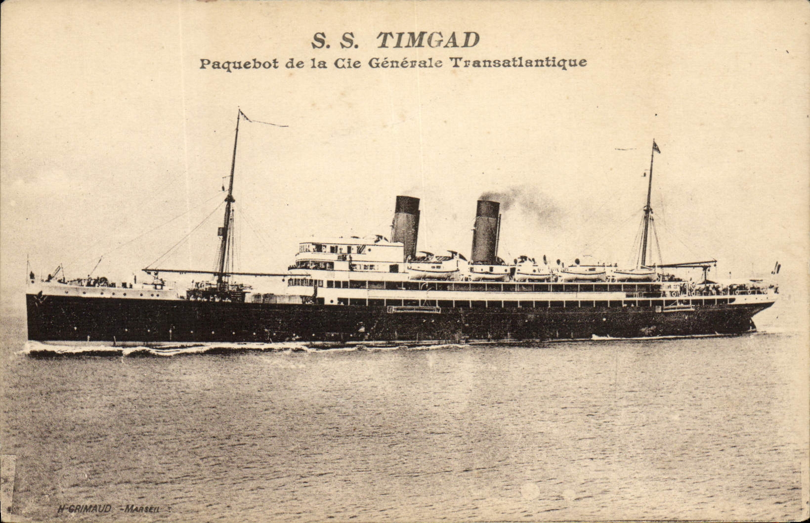 VINTAGE POSTCARD Boat Steamer S Timgad of the Transatlantic General Co