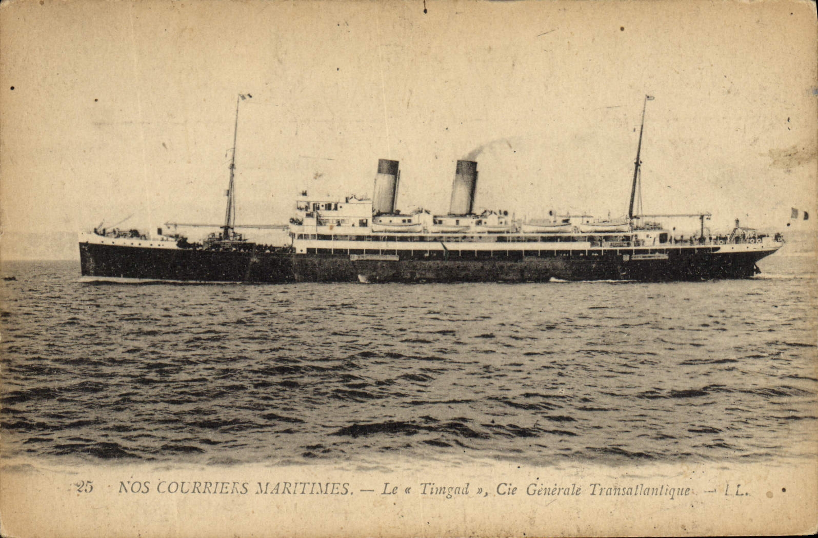 VINTAGE POSTCARD Boat Our maritime mails Timgad of the Transatlantic General Co