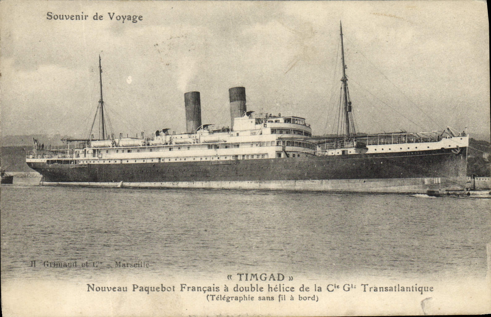 CPA Bateau Paquebot Timgad Nouveau Paquebot Francais a double helice de la Cie Generale Transatlantique