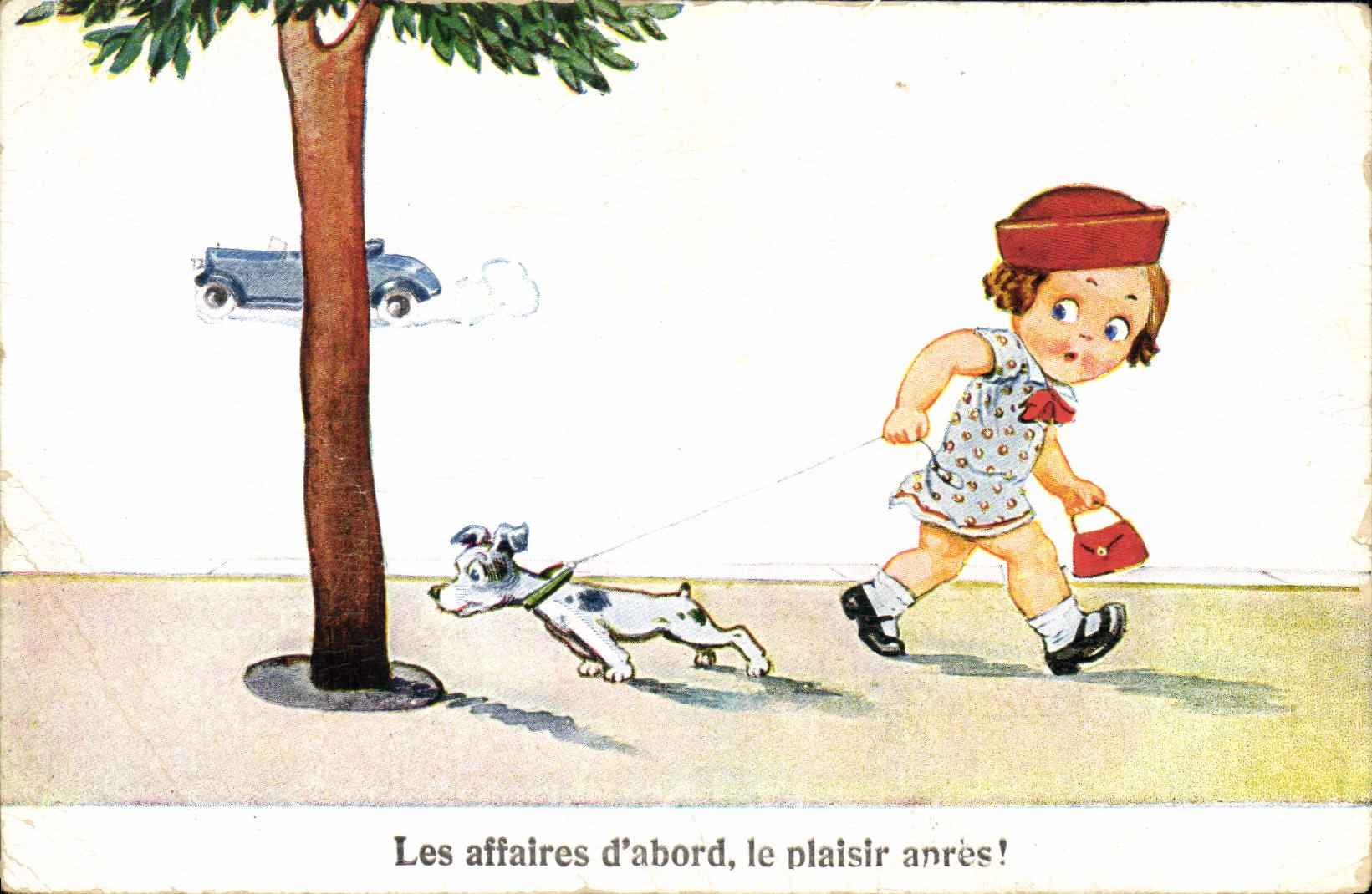 CPA Fantaisie Illustrateur Enfant Chien