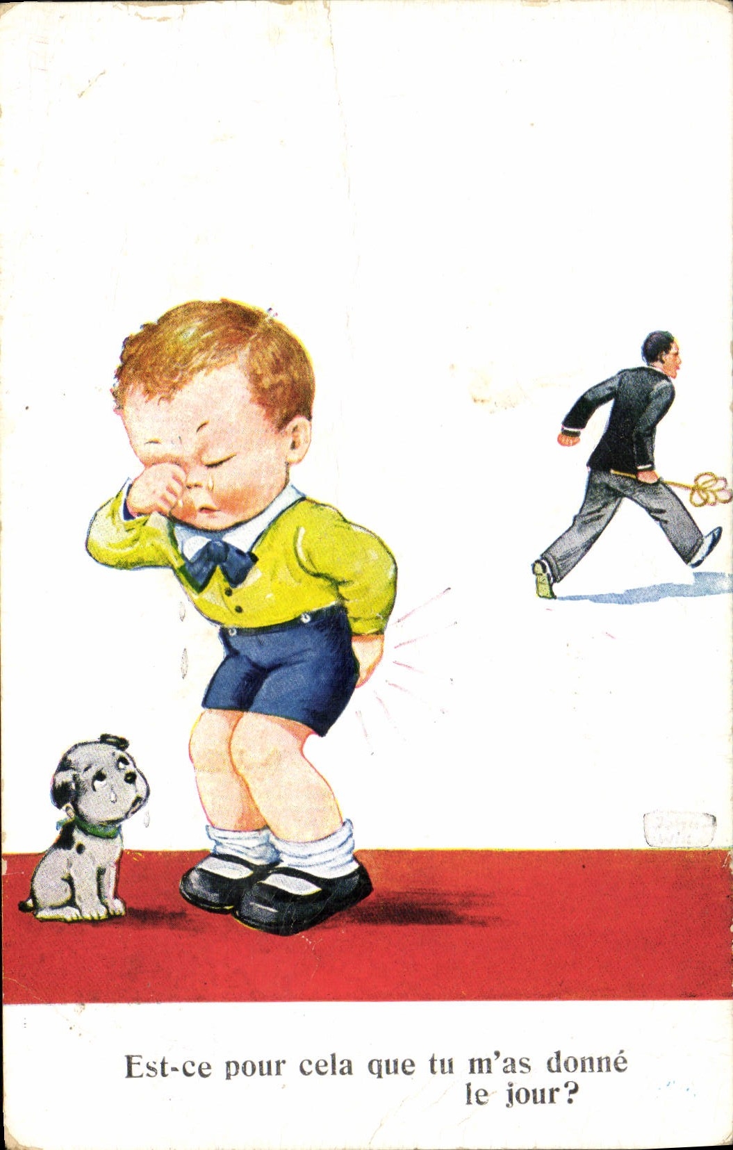 CPA Fantaisie Illustrateur Enfant Chien