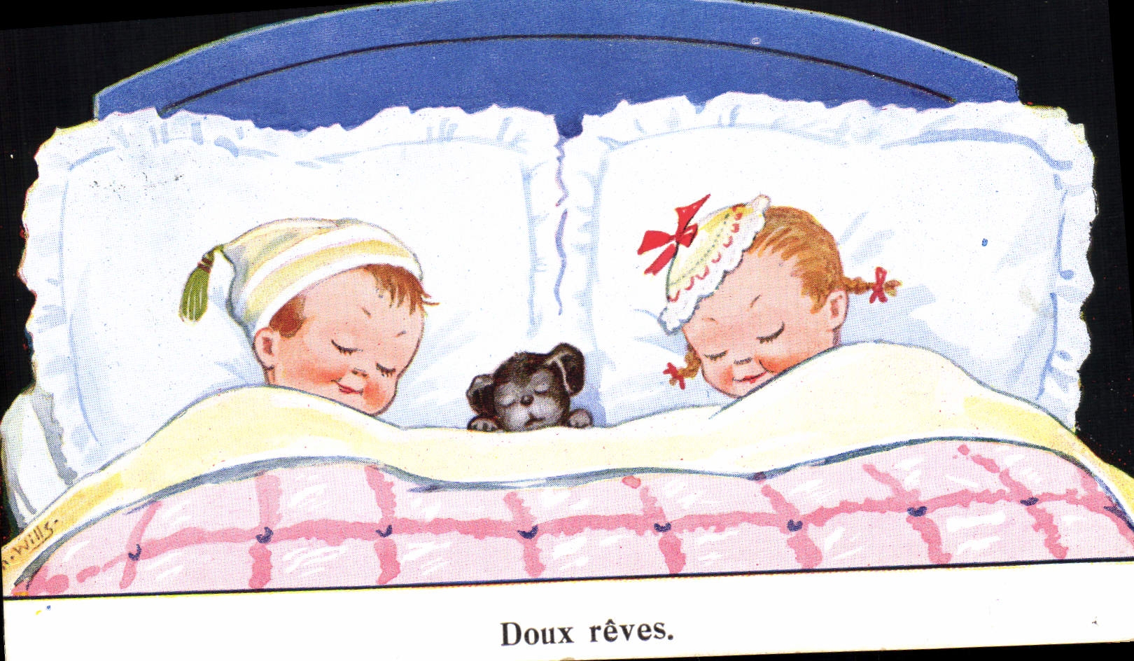 CPA Fantaisie Illustrateur Enfants Chien Doux reves