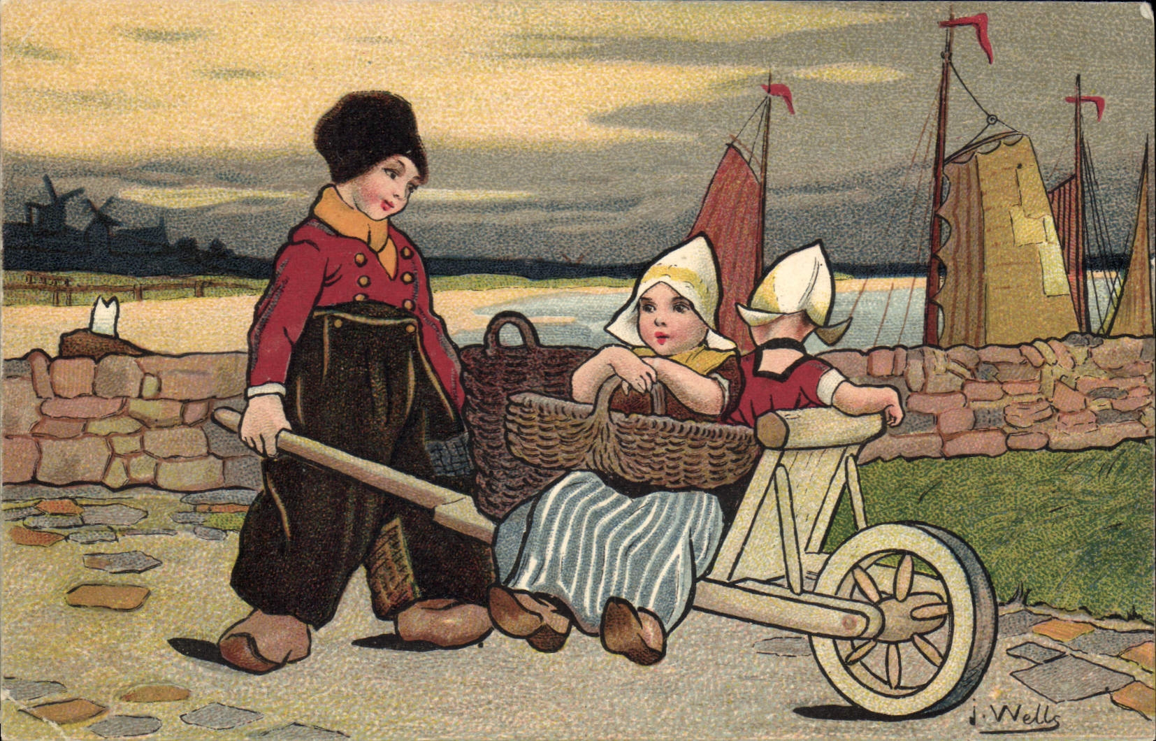 CPA Fantaisie Illustrateur Wells Enfants Pays-Bas