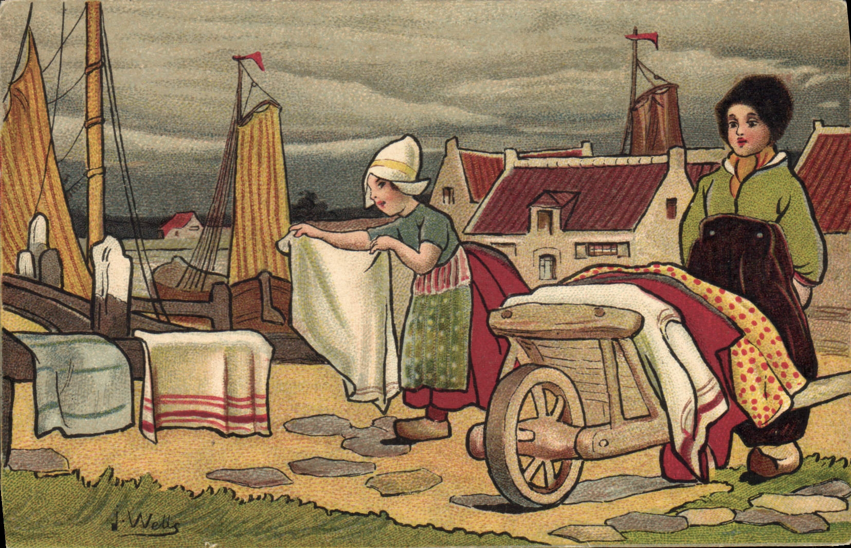 CPA Fantaisie Illustrateur Wells Enfants Pays-Bas