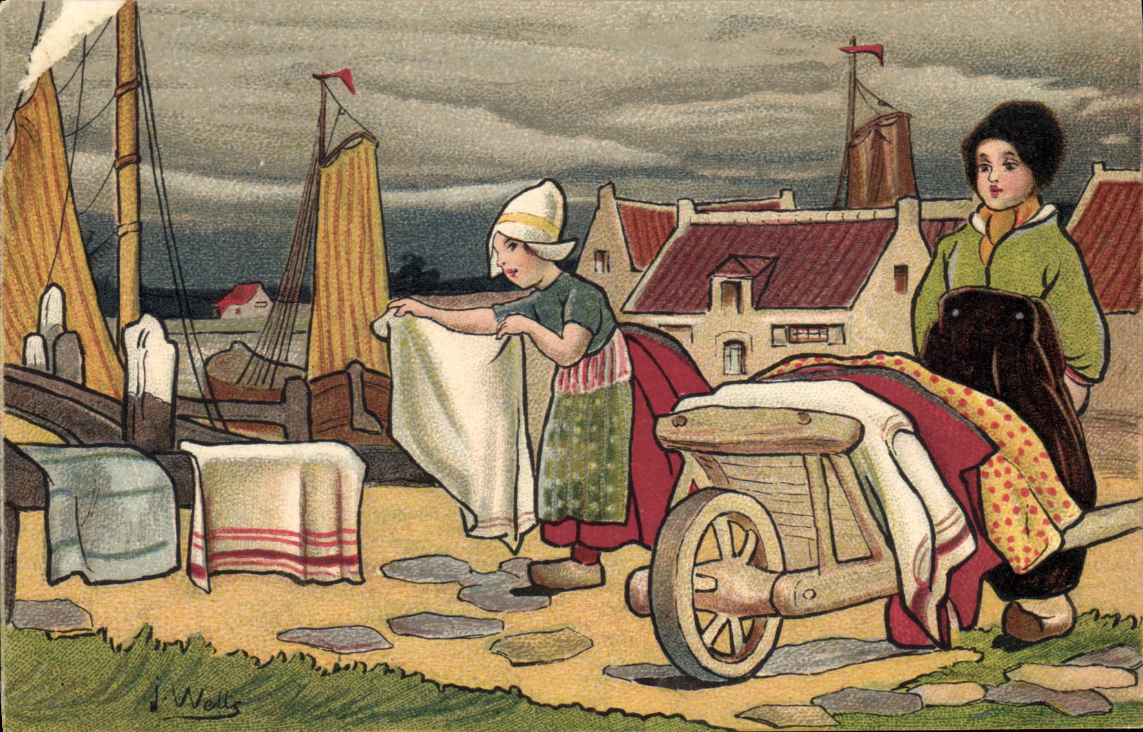 CPA Fantaisie Illustrateur Wells Enfants Pays-Bas 