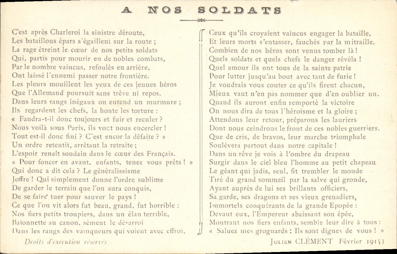 VINTAGE POSTCARD Militaria has our soldiers Charleroi Julien Clement