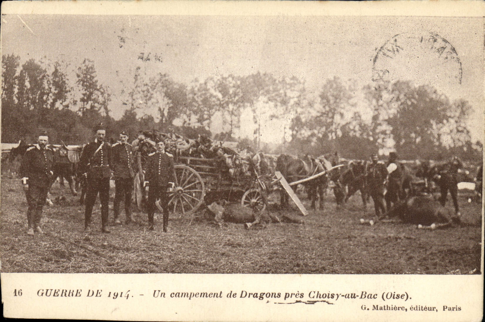 CPA Militaria Un campement de Dragons pres Choisy au Bac