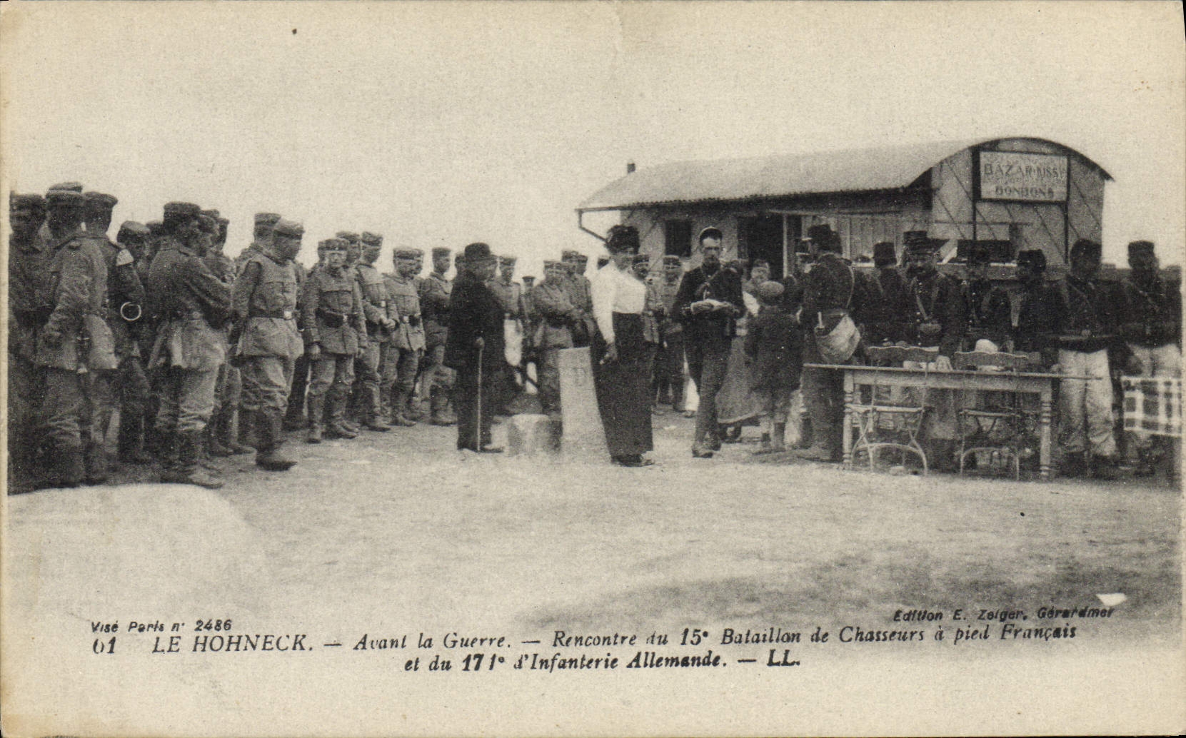VINTAGE POSTCARD Militaria Hohneck Rencontre 15th battalion of hunters has French foot and of the 171 eme of German infantry