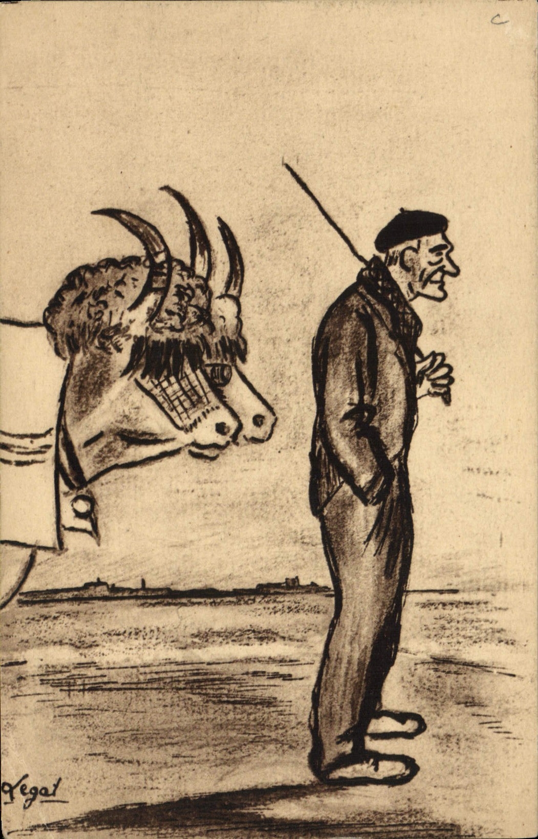 CPA Folklore Pays basque Conducteur de boeufs Legat 