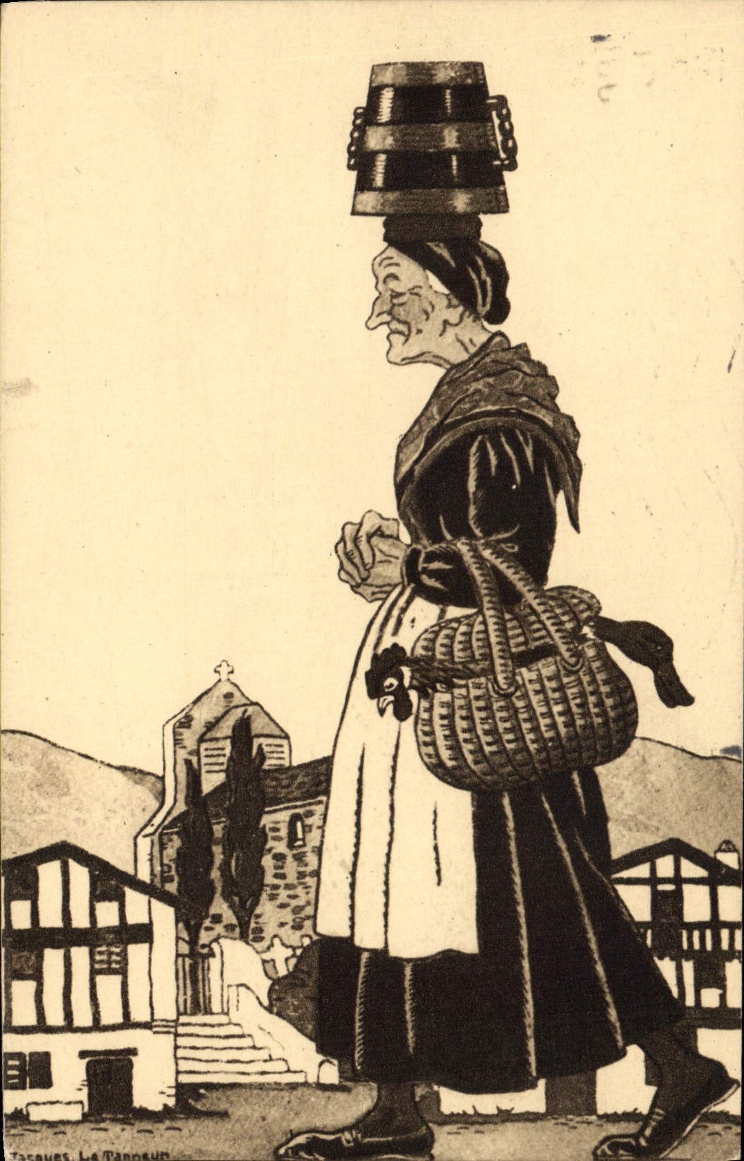 CPA Folklore Pays basque Jour de marche Jacques le Tanneur