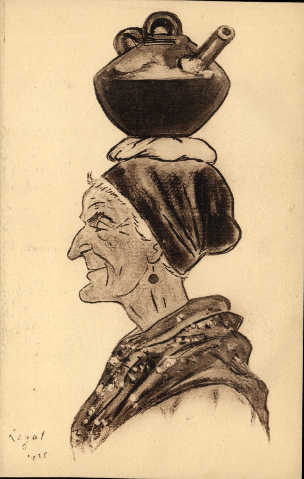 CPA Folklore Pays basque Vieille basquaise portant son eau