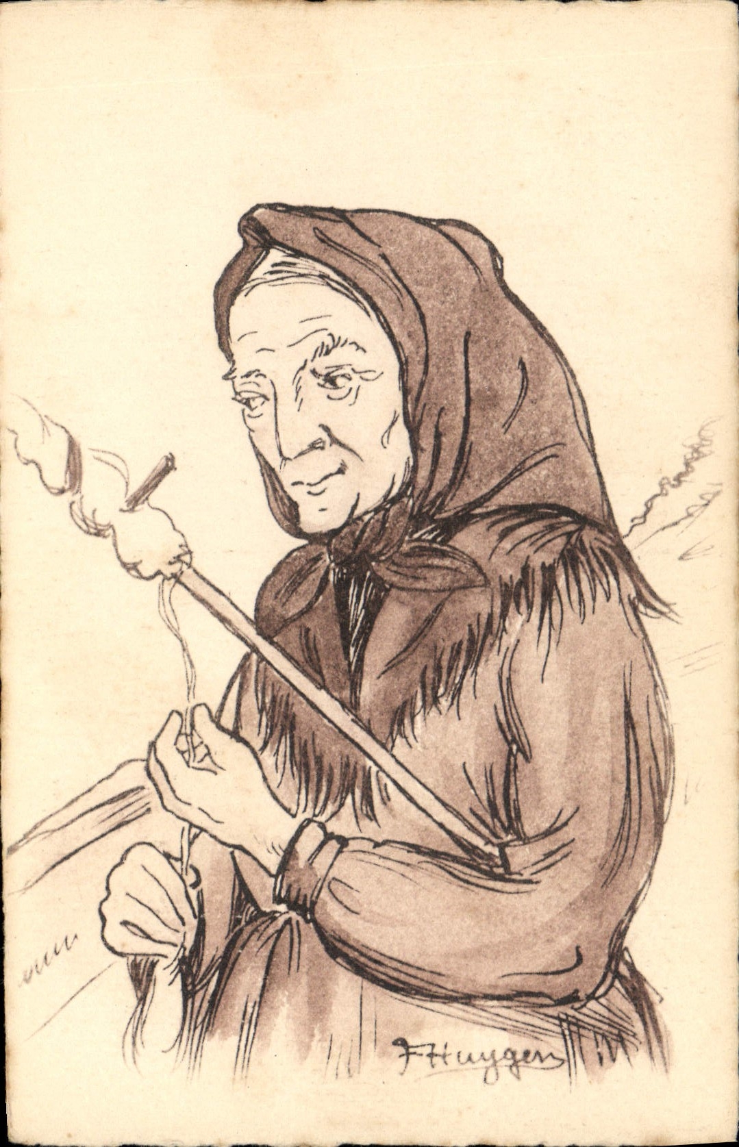 CPA Folklore Fileuse